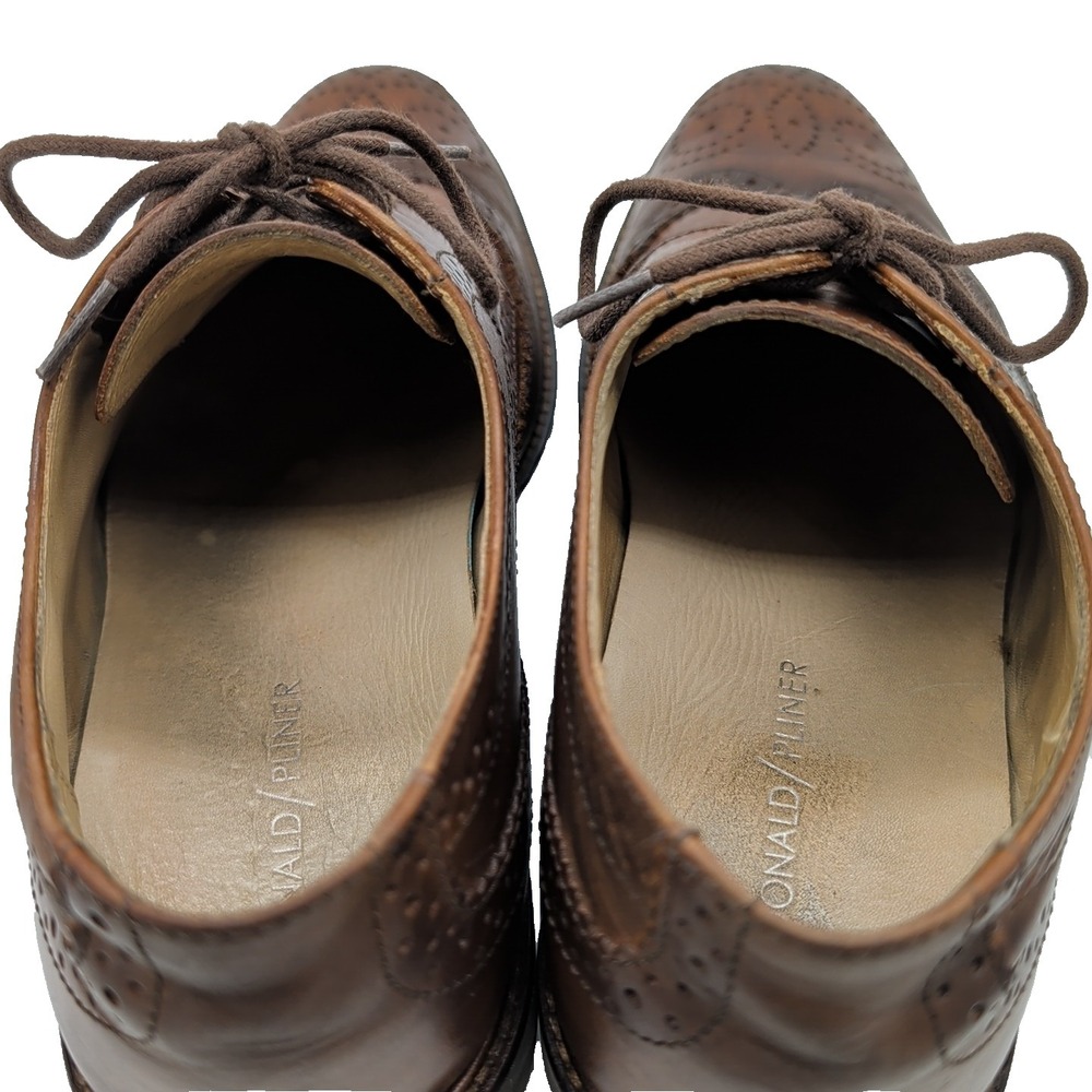 Donald PLINER Ramsey Brogue OXFORDS Brown Leather Wing Tip Dress Shoes Mens Sz 9 - Picture 11 of 12